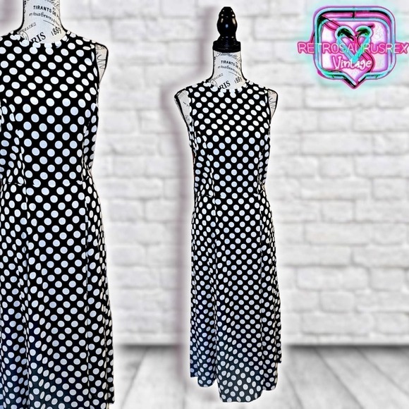 Vintage 1990's Pretty Woman Polka Dot Maxi Dress, Medium - Picture 7 of 10